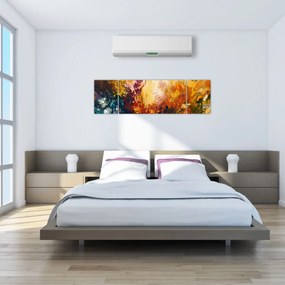 Obraz - Abstrakcyjny obraz kwiatów (170x50 cm)