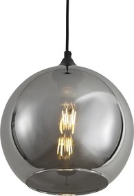 Lampa wisząca Art Deco czarna z przydymionym szkłem - Wallace
