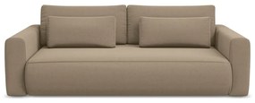 Jasnobrązowa aksamitna rozkładana/ze schowkiem sofa 238 cm Kapua – Makamii
