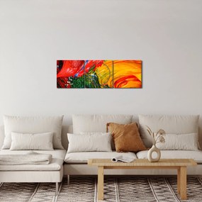 Obraz - Niebieska abstrakcja za pomocą pędzla (z zegarem) (90x30 cm)