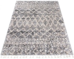 Jasnoszary dywan shaggy w stylu boho W5-B46