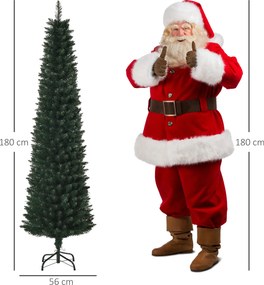 HOMCOM Choinka 180 cm, wysoce realistyczna, 380 gałęzi, niepalna, stabilna podstawa, Zielona | Aosom PL