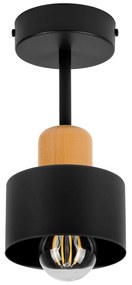 Czarna lampa sufitowa, jednopunktowy spot DBU1010SC z drewna i metalu