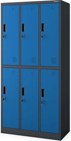 Szafa szkolna 6-skrytkowa Igor 90x45x185 cm, antracyt/niebieski