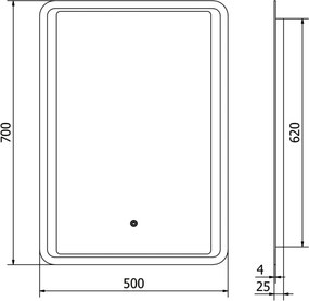 Mexen Zusa lustro łazienkowe podświetlane 50 x 70 cm, LED 6000K, antypara - 9808-050-070-611-00