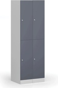 Szafka skrytkowa S1, 2 schowki, 1850 x 300 x 500 mm, zamek cylindryczny, drzwi ciemnoszare