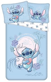 Niebieska bawełniana pościel dziecięca jednoosobowa 140x200 cm Lilo and Stitch "Wave" – Jerry Fabrics