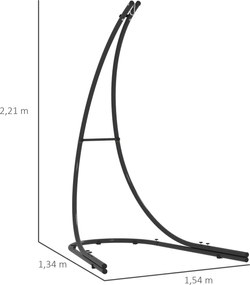 Outsunny Stelaż metalowy do fotela wiszącego w kształcie litery C z podstawą do 150kg - Czarny