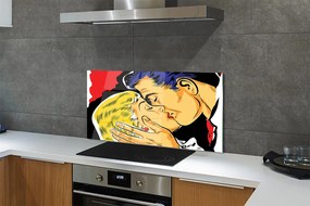 Szklany Panel Pocałunek Zakochanych