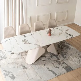 Stół Rozkładany Prostokątny VERONA 160-240 cm Ceramiczny Biały Marmur/Kaszmir Nowoczesny