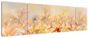 Obraz - Liście w jesiennych kolorach, obraz olejny (170x50 cm)