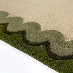 Zielony/w naturalnym kolorze wełniany dywan tkany ręcznie 200x290 cm Wiggle Wool – Flair Rugs