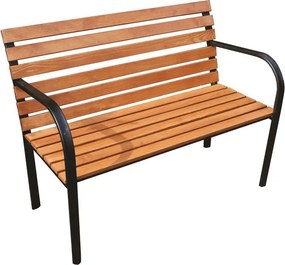 Drewniana ławka parkowa z żelazną ramą