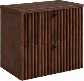 Szafka łazienkowa wisząca z blatem 60, dąb orzech + blat dąb orzech, uchwyty w trzech kolorach, 60 x 44,4 x 58,6 cm