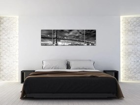 Obraz - Most Benjamina Franklina, Filadelfia, czarno  -biały (170x50 cm)