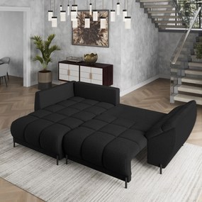 Masseno Narożnik VESTANO  z funkcją spania i pojemnikiem na pościel Narozniki L, Rozkładana sofa - Czarny, QUELLE 100