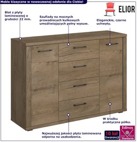 Duża komoda z 4 szufladami w stylu klasycznym dąb lefkas - Aiken 4X
