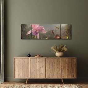 Obraz - Martin Johnson Heade, Cattleya Orchid and Three Hummingbirds, reprodukcje (170x50 cm)