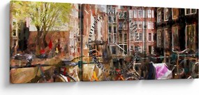 Obraz - Amsterdam (z zegarem) (90x30 cm)