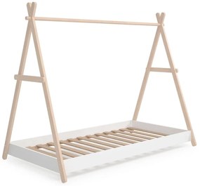 Białe łóżko dziecięce w kształcie domku z drewna sosnowego 90x200 cm Trufa – Marckeric