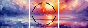 Obraz - Kolorowy artystyczny zachód słońca (z zegarem) (90x30 cm)