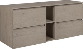 Meble łazienkowe 140 cm (2 x 60 + 20) z blatem, Kolor: Dąb Ciemny, 140 x 60,7 x 46 cm