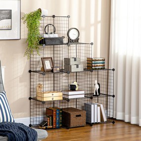 HOMCOM Półka na Buty Modułowa 9 Sześcianów Stal Czarny 35x35x35cm na Sześcian | Aosom PL