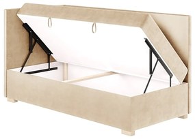 Beżowe narożne łóżko dziecięce ze schowkiem i materacem 90x200 cm Flexi – Ghado