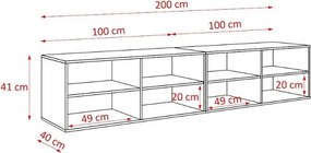 Szafka RTV wisząca ROVA 200 cm do Salonu pod Telewizor - Dąb artisan
