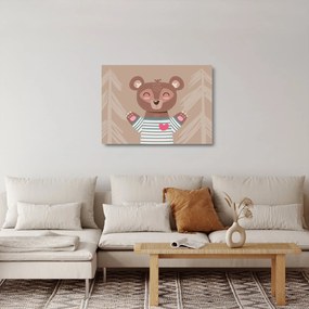 Obraz na szkle - Miś w koszulce w paski (70x50 cm)
