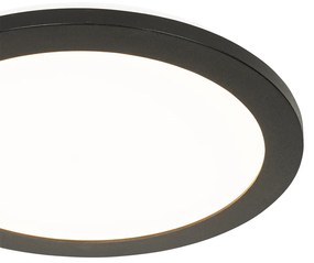 Nowoczesna lampa sufitowa czarna 30 cm z diodą LED IP44 - Steve Nowoczesny Oswietlenie wewnetrzne