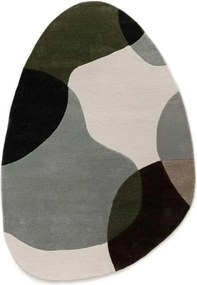 Dywan wełniany Dune ręcznie tkany Łagodne Formy Zielony owalny 160x230 cm