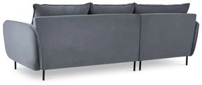 Szara narożna aksamitna sofa lewostronna Cosmopolitan Design Vienna