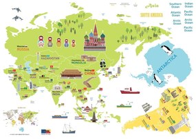 Naklejka dziecięca na ścianę 120x150 cm Giant World Map – Ambiance