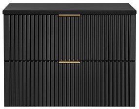 Szafka wisząca podumywalkowa czarna  mat 80 x 46 cm ASTROS Black z blatem