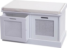 Ławka MCW-J49 Skrzynki do przechowywania,  biały, tapicerka kremowo-biała