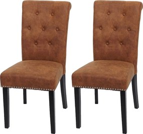 Krzesło do jadalni Chesterfield II (zestaw 2 sztuk),  imitacja zamszu, ciemne nogi