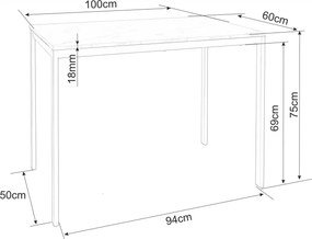 PROMOCJA Biały stół jadalniany RAMOD 100x60 cm, dekor dąb II klasa jakości