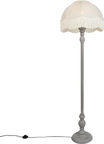 Lampa podłogowa szara z beżowym abażurem i białym wnętrzem 45cm - Classico