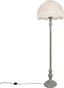 Lampa podłogowa szara z beżowym kloszem i białym wnętrzem 45 cm - Classico