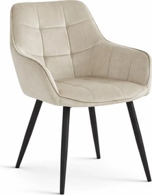 Krzesło do jadalni VARSI VELVET z czarnymi nogami, beżowe
