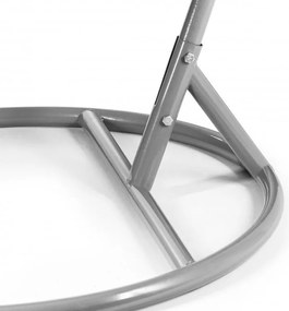 Szary wiszący fotel KOLUMBIA z poduszkami i szarym stojakiem