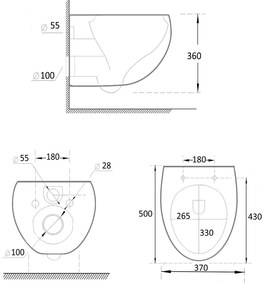 Miska WC wisząca bezkołnierzowa biała EGANI White z deską wolnoopadającą typu Slim