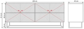 Komoda Asha 200 cm - artisan / rivier stone mat