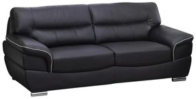 Komplet wypoczynkowy 3+2 ze skóry THIBAULT - Czarny