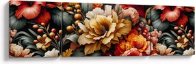 Obraz - Pomarańczowo-czerwone kwiaty (170x50 cm)