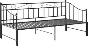 Czarne rozkładane łóżko metalowe 90x200 cm D1-F38