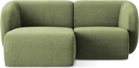 Zielony narożnik z tkaniny szenilowej (lewostronny/z szezlongiem) Lani – Makamii