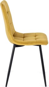 Krzesło Tapicerowane do Jadalni PERU Musztardowe Welurowe Nowoczesne Loft