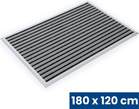 Aluminiowa mata czyszcząca z wkładem dywanowym i listwą najazdową, 180 x 120 cm, czarna